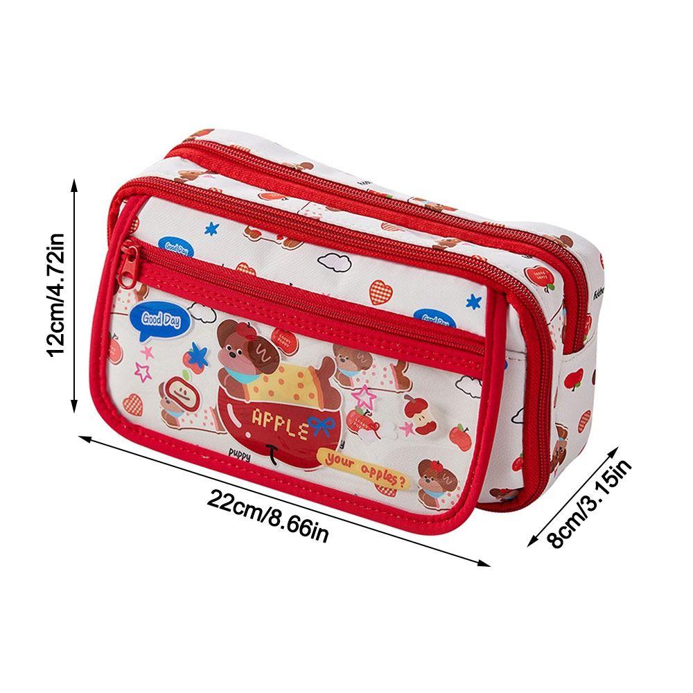 High Value Cute Puppy Pencil Case Large Capacity Multi-layer Stationery Storage Bag Pen Box School Supplies