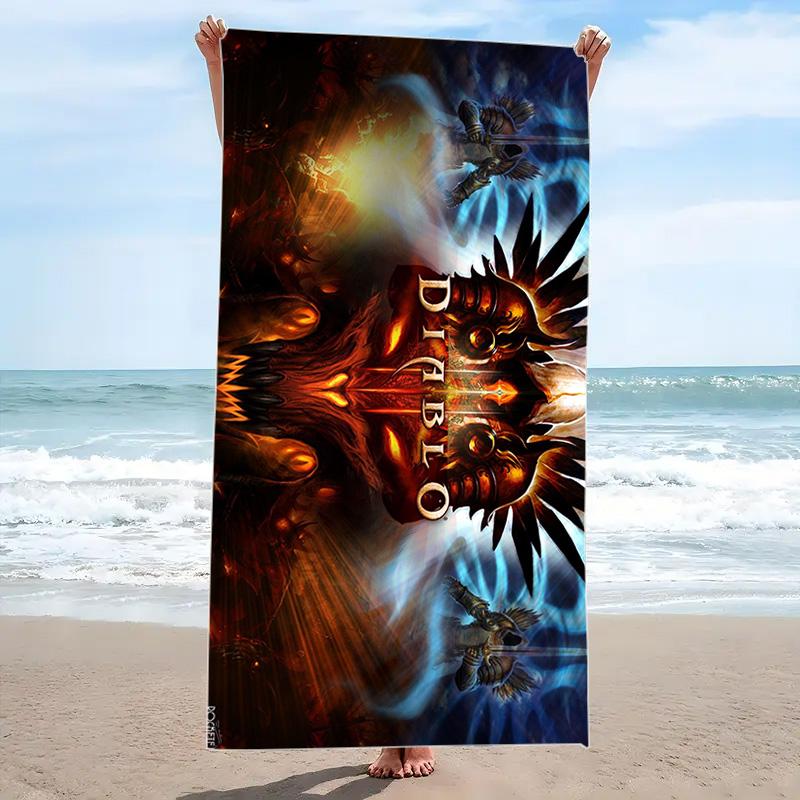 Diablo Print Beach Towel, Large Soft Quick Dry Towel for Beach Camping Swimming