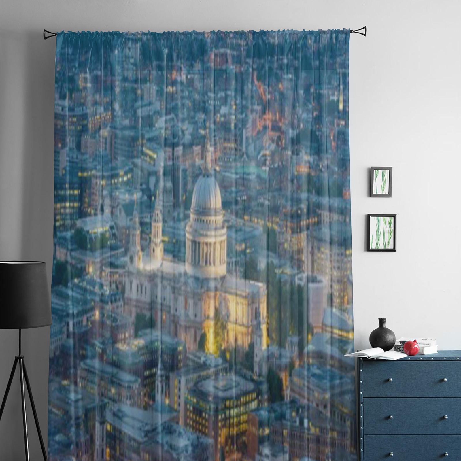 Собор Святого Павла в Лондоне Роскошные шифоновые прозрачные шторы для гостиной — фото 3