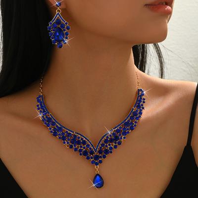 Schmuck Übertriebenes Halsketten-Set Luxuriöser Kristallschmuck Bankettkleid Accessoires Direkter Großhandel