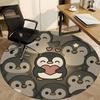 1pc Penguin Love Office Round Area Rug, Under Office Chairs Bedroom Living Room Home Decor, Room Deco, Available in Various Sizes