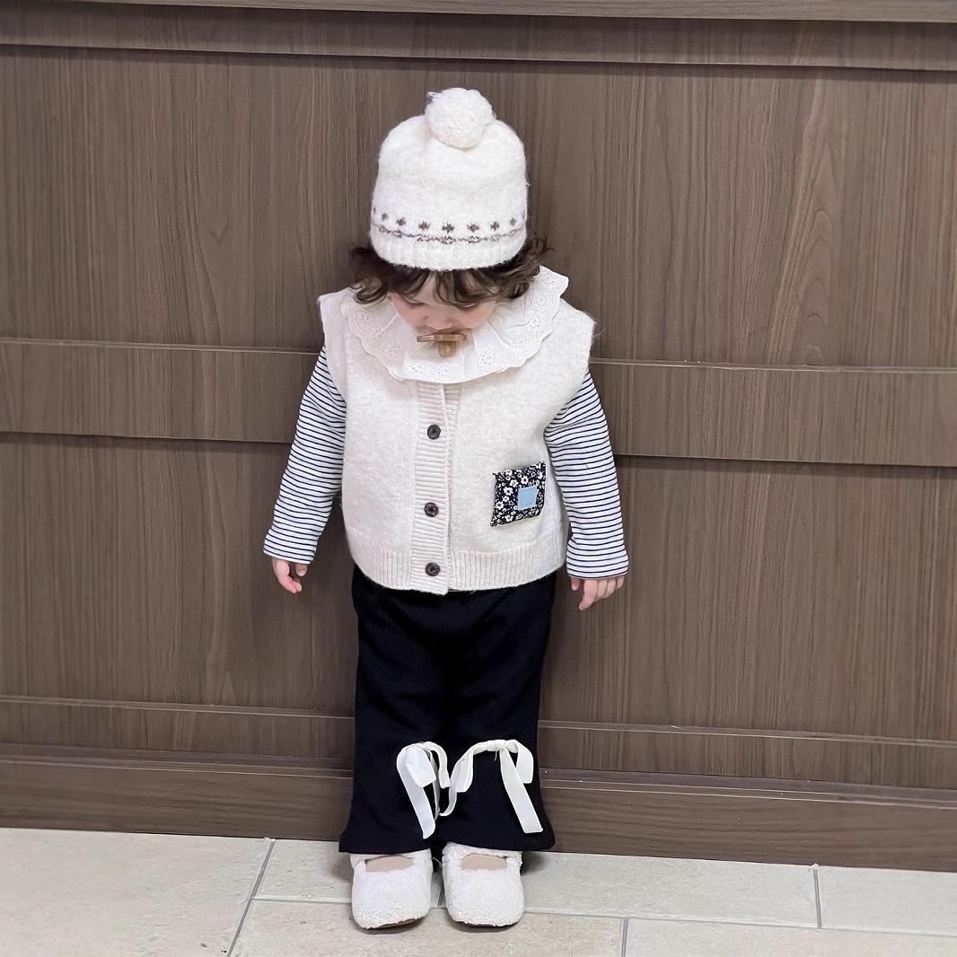 

Детский зимний комплект: Жилет-свитер в корейском стиле, базовая футболка и леггинсы для девочек 73 cm