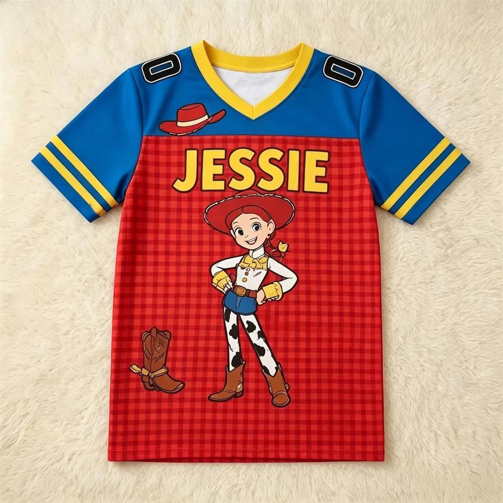Kids Rex Football Jersey T‑Shirt Toy Story Print Short Sleeve Sport Tee Boys Girls Cartoon Anime Sportswear Casual Children Tops