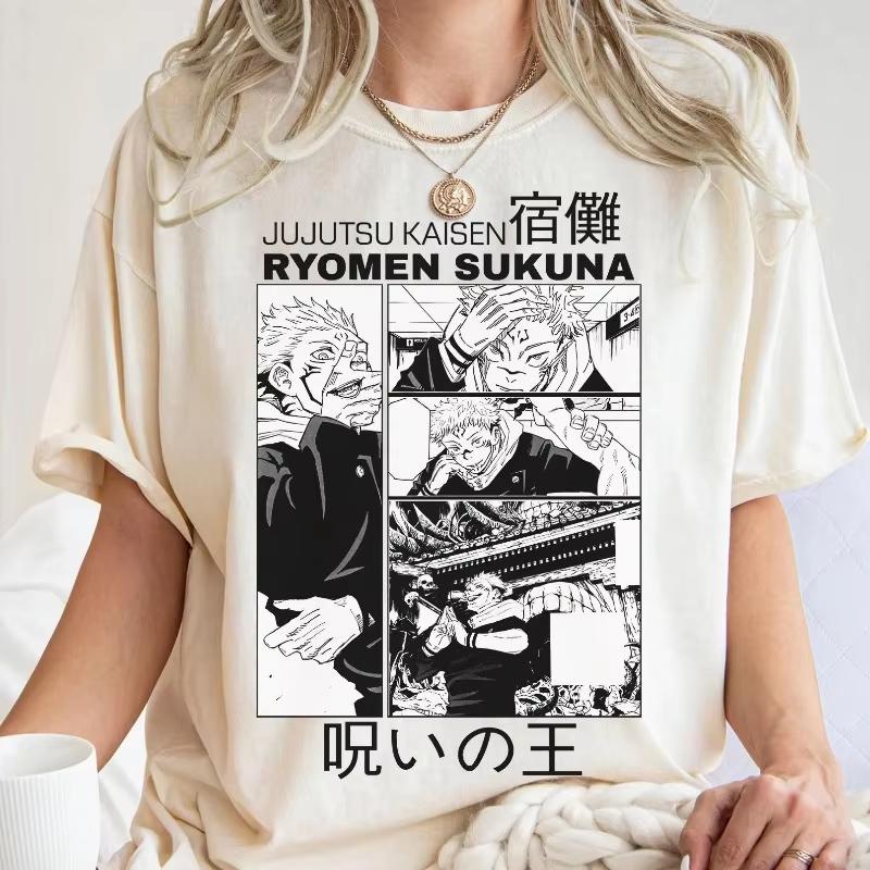 Jujutsu Kaisen Ryomen Sukuna Manga Panel Print Casual Cotton Women And Men Comfortable T-shirt 4XL