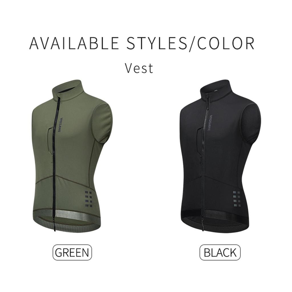 WOSAWE Autumn Winter Men Cycling Vest Windproof Thermal Fleece Reflective Sleeveless Warm Coat Road Bicycle Gilet