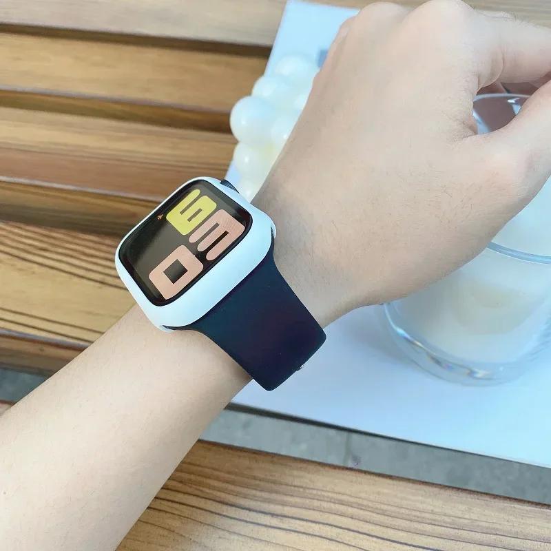 Silicone Band For Apple Watch Strap 44mm 45mm 40mm 41mm 42mm 45 Mm Sport Bracelet Iwatch Series 8 7 6 5 4 3 SE 9 Ultra 2 49mm