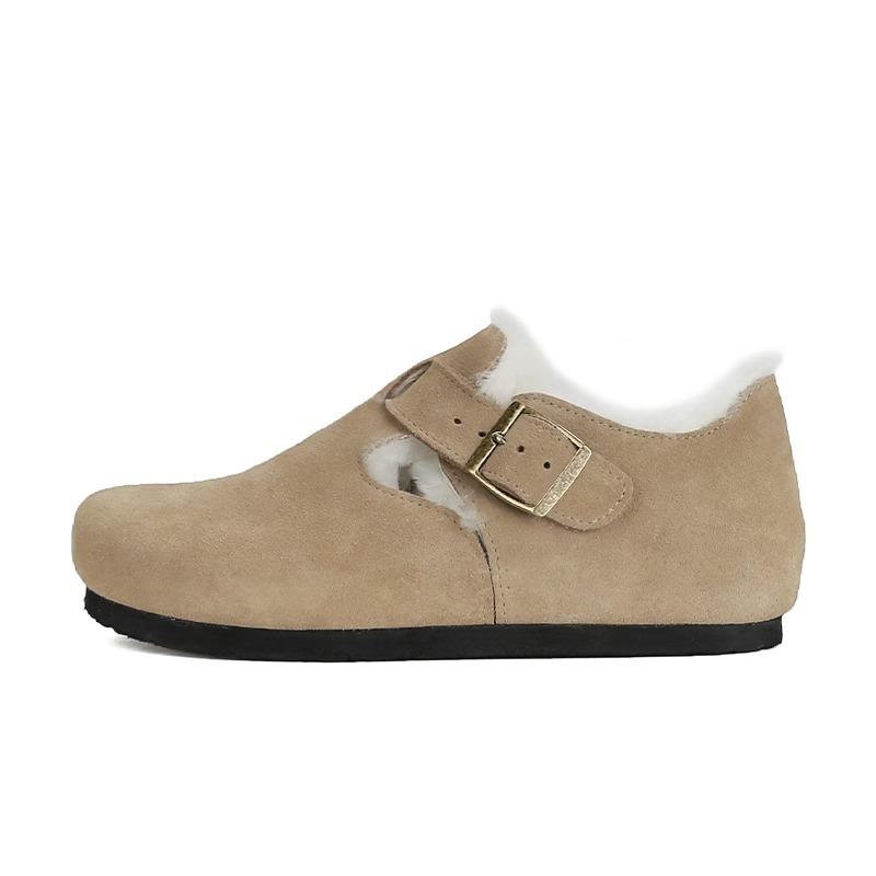 [sheii] real wool version~ retro leather inner height increase fluff single shoes women's bag head half drag