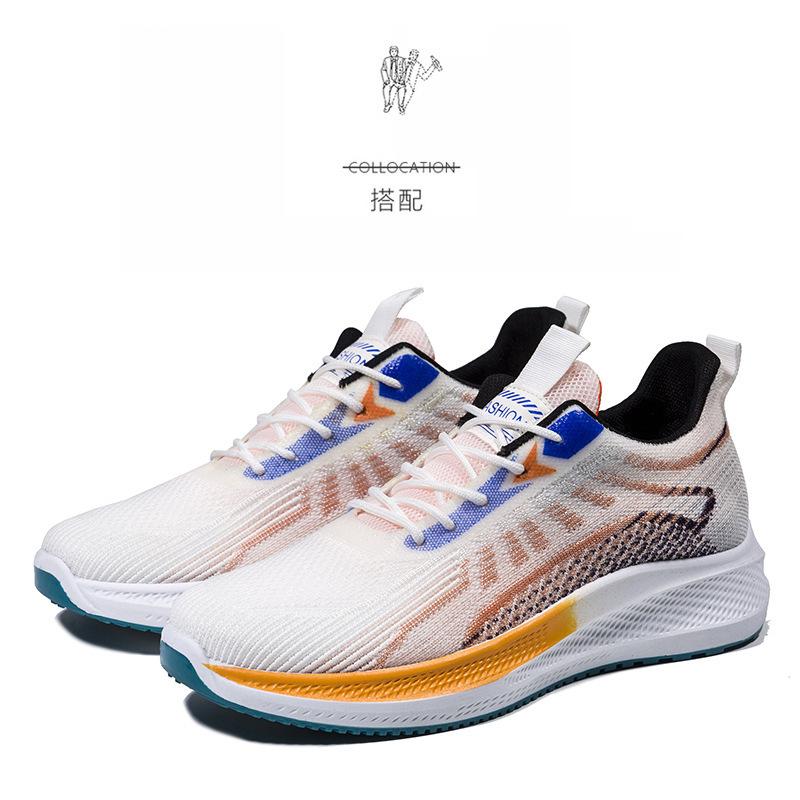 Men's shoes 2025 summer new flying woven mesh shoes comfortable and breathable running sports shoes fashion versatile casual shoes