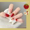 Xiaohongshu Hand-Painted Strawberry Shortcake French-Style Handmade Press-On Nails