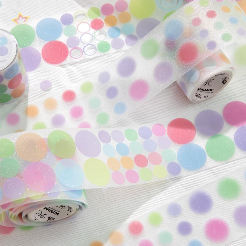 50mm * 2m Kawaii Funkelnder Sandkreis Stern Grunddekoration Stanzaufkleberband DIY Tagebuch Album Scrapbooking Material