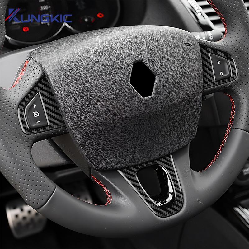 Für Renault Fluence Megane RS 2009 2010 2011 2012 2013 2014 LHD RHD Auto Lenkradknopf Echter Weicher Carbonfaser-Aufkleber