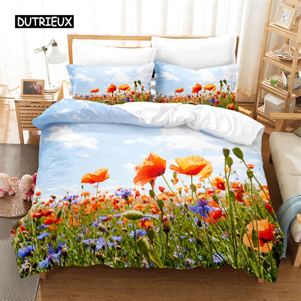 Butterfly Flower Queen Bedding Set Duvet Cover Set Bedding Digital Printing Bed Linen King Size Duvet Cover Set Bedding Set