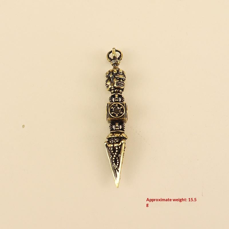 Vintage Brass Vajrakila Head Vajry Pestle Ornaments Keychains Charm Pendant Lucky Home Decorations