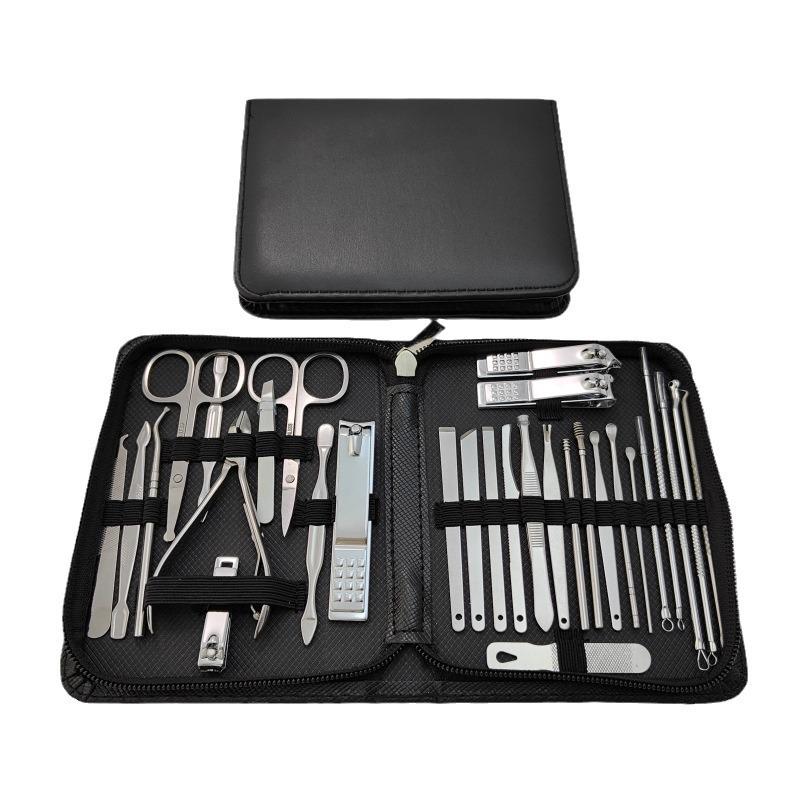 30-Piece Stainless Steel Manicure & Pedicure Set with Nail Clippers, Eyebrow Tweezers, and Blackhead Tools