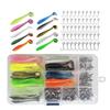 100-Piece Jig Head Lure Set (50 5.5cm Worms In 10 Colors, 50 Jig Heads In 5 Sizes: 1g, 1.8g, 2.5g, 3.5g, and 5g) for Sea Bass, Bass, Horse Mackerel,