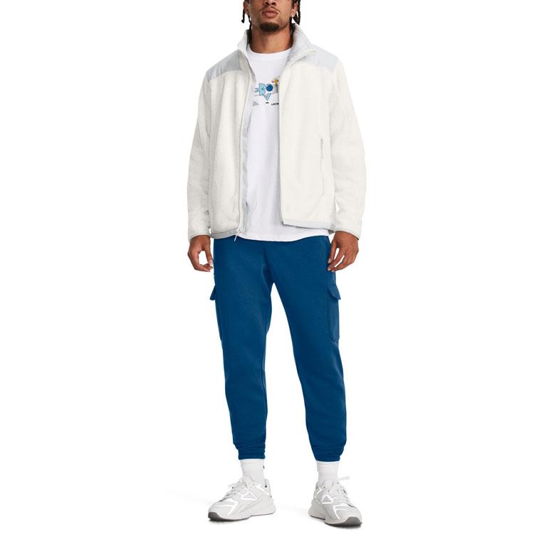 Under Armour Color Blocked Casual Stand Collar Long Sleeve Fleece Jacket Men Jackets White 1378845-114
