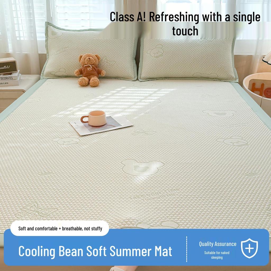 A-Class Ice Bean Cool Mat Set: Washable, Soft, Single Dorm Mat, 3-Piece for Home Use