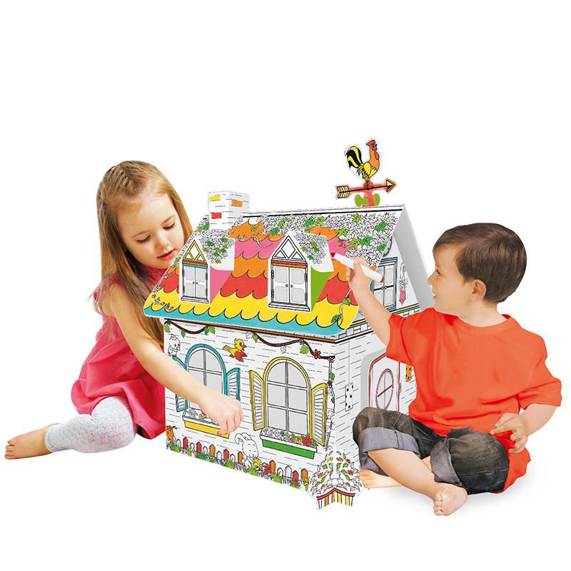 DIY Cardboard House Model for Kids: Creative Early Education Puzzle Toy (Ages 3-6)