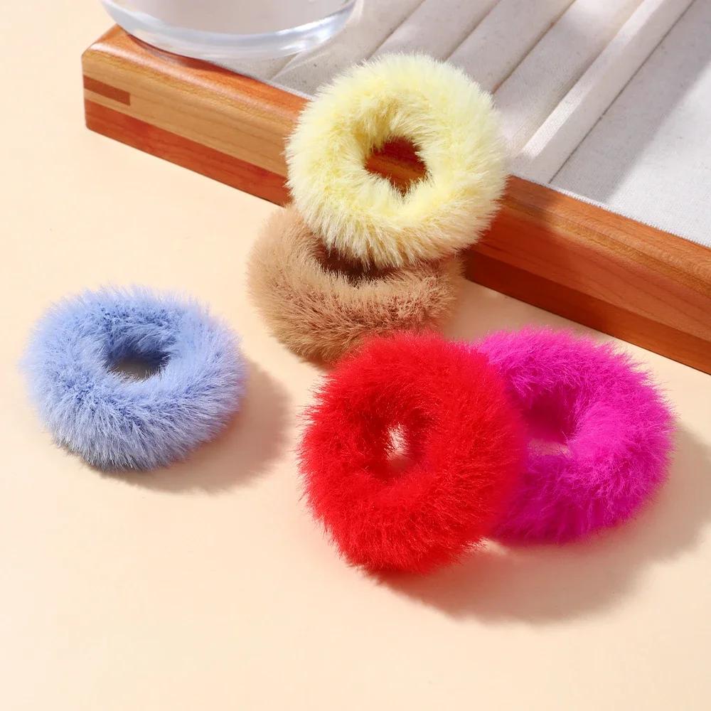 5/15 Stück/Los Baby Mädchen Plüsch Elastische Haarbänder Kleine Gummibänder für Kinder Süße Fellige Scrunchies Haargummis Haaraccessoires