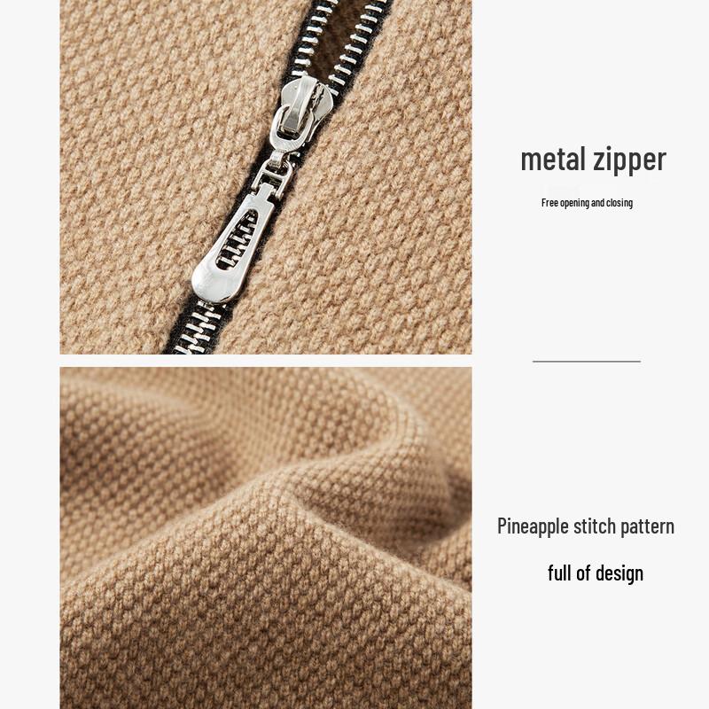 Men's Winter Half-Zip Pineapple Knit Wool Sweater
