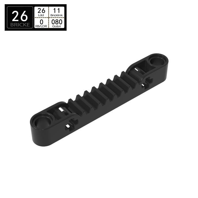 

BRICKE Gear Rack 1x7 with Axle Holes, Compatible with Lego 87761 Building Blocks Piece чёрный