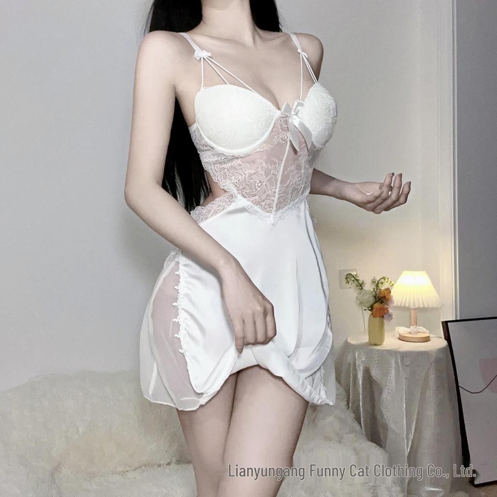 Nightfire Lace Push-up See-through Backless Padded Nightdress Lingerie Set