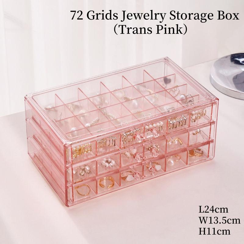 Jewelry Box Organizer Jewelry Cases for Women Girls Plastic Storgae Container with Grids for Earring, Ring, Necklace, Bracelets