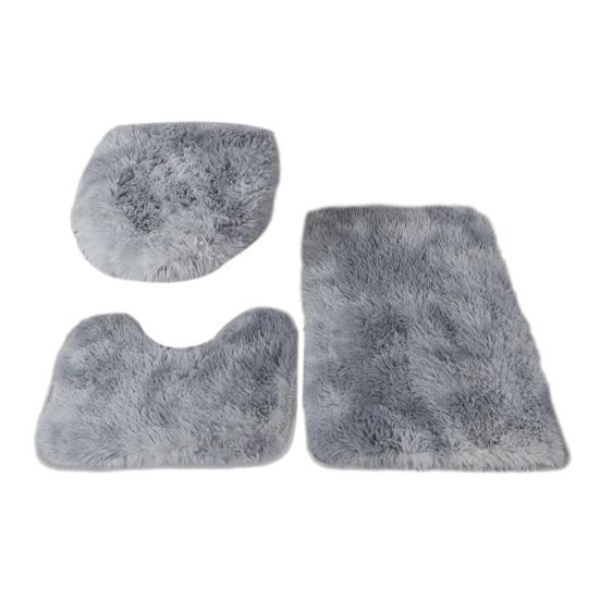 Yousheng 3Pcs/Set Bathroom Rug Absorbent Non Slip Floor Mat U-Shaped Plush Mat Toilet Lid Cover Mat with Rubber Backing for Bathroom Shower Toilet