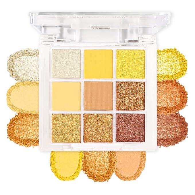 Palette Ombretti Opachi 9 Colori, Tonalità Terra con Nero e Marrone, Impermeabile e Resistente al Sudore, Adatta per Tipi Beige Chiari Freddi