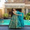 Teal Green Traditional Printed Lehenga Set with Dupatta