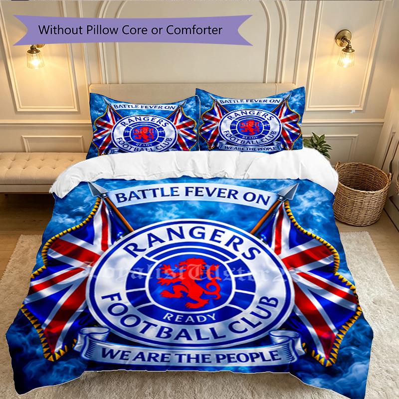 [3pcs Romantic Bedding Set] Rangers FC Print Duvet Cover, Soft Breathable Bedding Set For Bedroom Guest Room School Dorm Decor