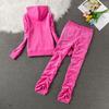 Velvet Sportswomen's Fashionable Hooded Cardigan & Wide-Leg Pants Slim-Fit Two-Piece Set.