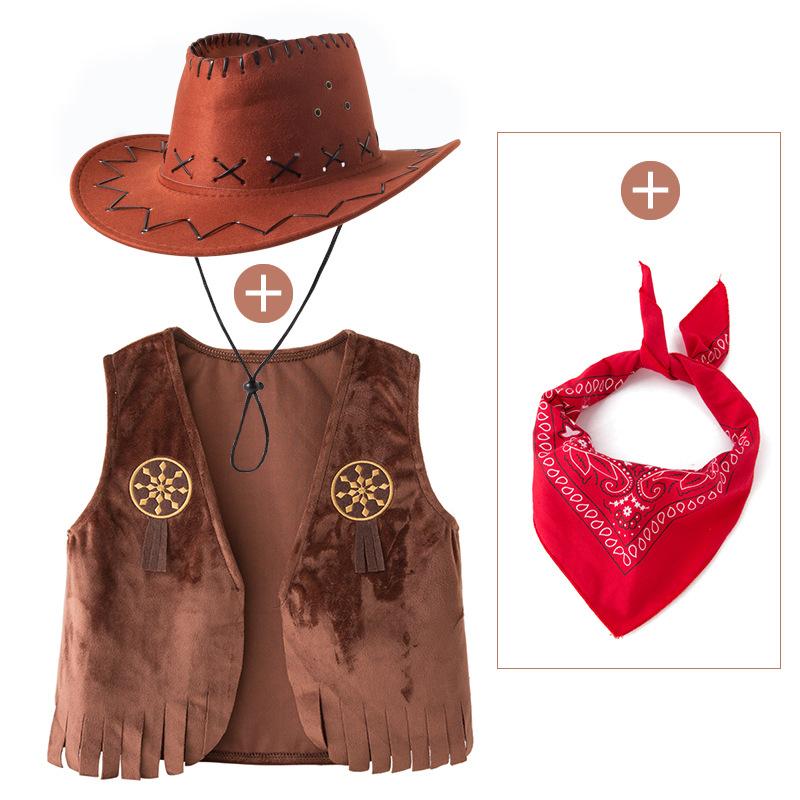 Costume da Cowboy Western per Ragazzi, Set Gilet e Pantaloni per Spettacolo Festivo