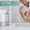 Torneira de banheiro cromada, torneira de pia moderna tipo cascata com alavanca única, adequada para instalação de 1 furo ou 3 furos, com base.
