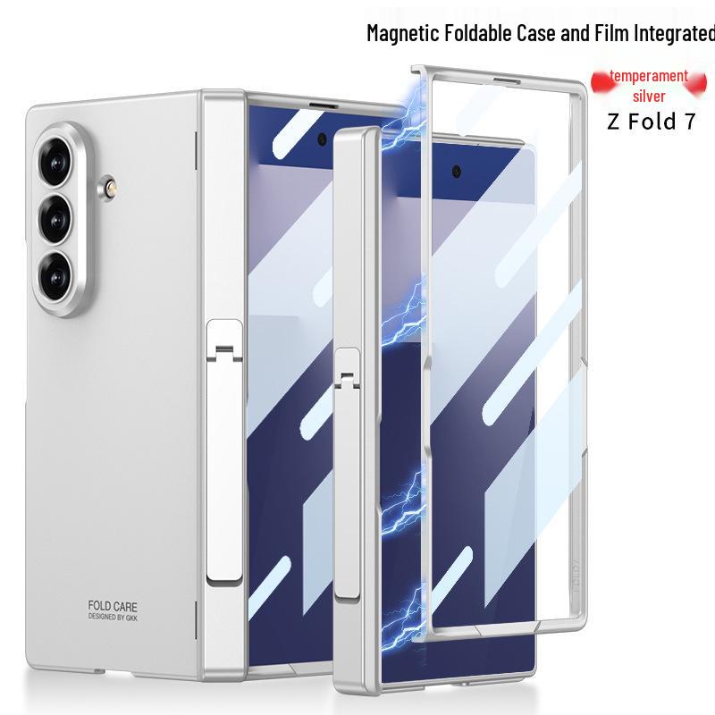 Samsung Z Fold7 Magnetic Protective Case: Solid Color, Precise Cutouts, Folding Screen Stand, Side Bag Design for Men.