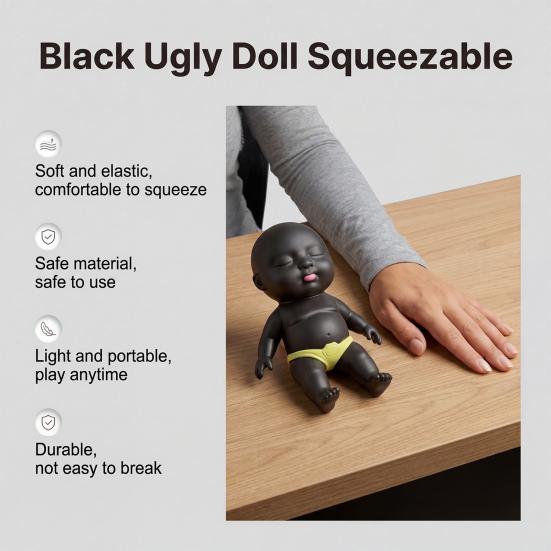 Black Babies Stress Relief Toy Slow Rising Anxiety Relieving Mini Baby Squeeze Toy Soft Stretchy Relaxation Stress Ball Fidget Toy