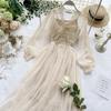 Spring Autumn  New Long Dresses Chic Sweet Temperament Women's  Net Yarn Dress