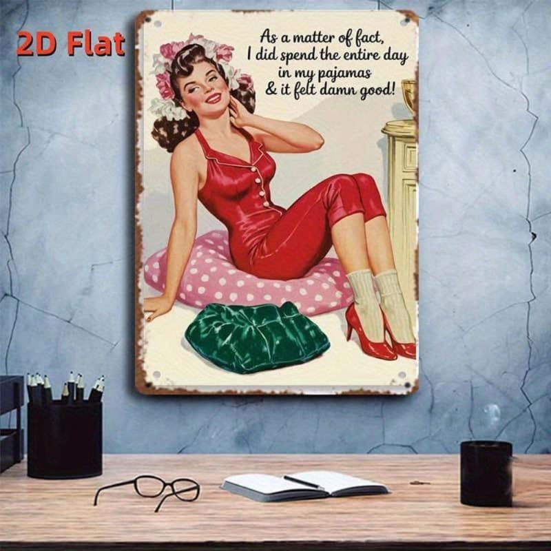 Pin-Up Girls Tin Sign, Retro Metal Wall Art