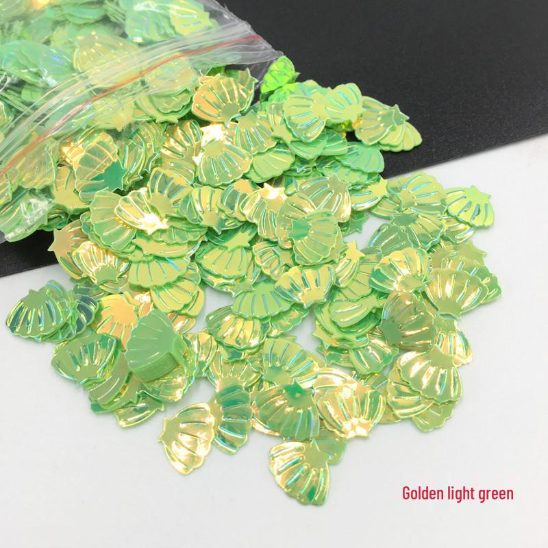 Golden Scallop Shell Nail Art Glitter - 7mm Resin Slime Decor Beads, 10g Bag