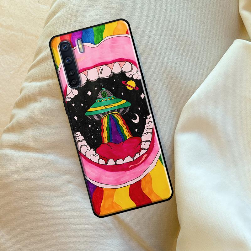 Aesthetics Cartoon Alien Space Case For Oppo A96 A76 A16 A18 A38 A58 A78 A98 A74 A94 A54 A80 A60 A40 A15 A17 A57 A5 A6 Pro
