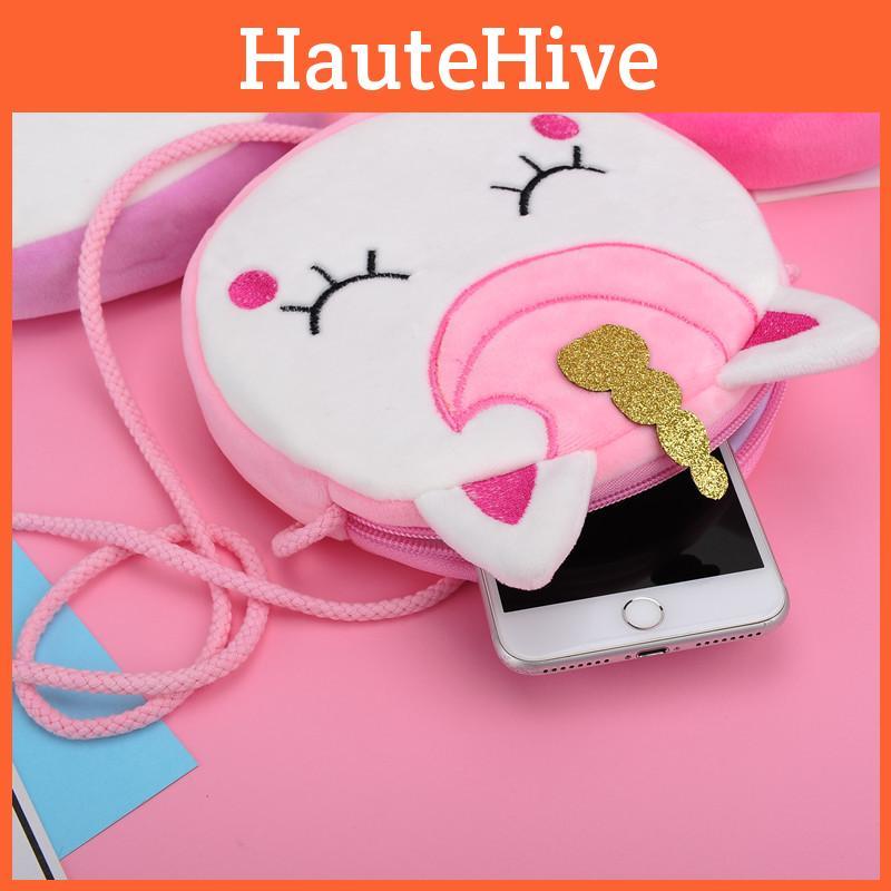 Adorable Unicorn Plush Shoulder Bag For Kids Portable Snack Storage Gift