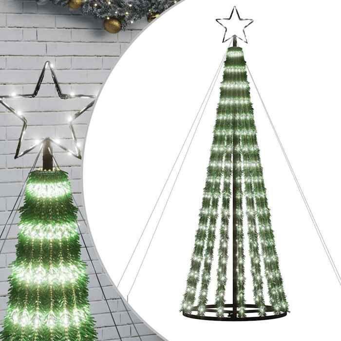 VidaXL LED Christmas Tree 275 LEDs Cool White 180 Cm, Christmas Decoration, LED Light, Outdoor Christmas Light, Cone 358065