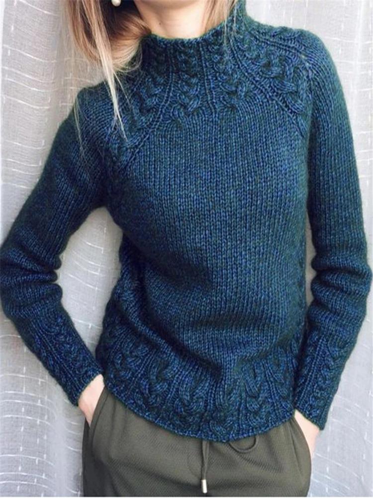 Women's Solid Colour Cable Knit Sweater Knitwear for Ladies Luxurious Relaxed-fit Slimming and Versatile Top