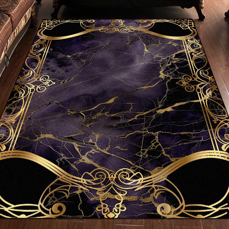 Large Black Gold Carpet Non Slip Washable Rug for Living Room Bedroom Sofa Coffee Table Floor Mat Marble Decor