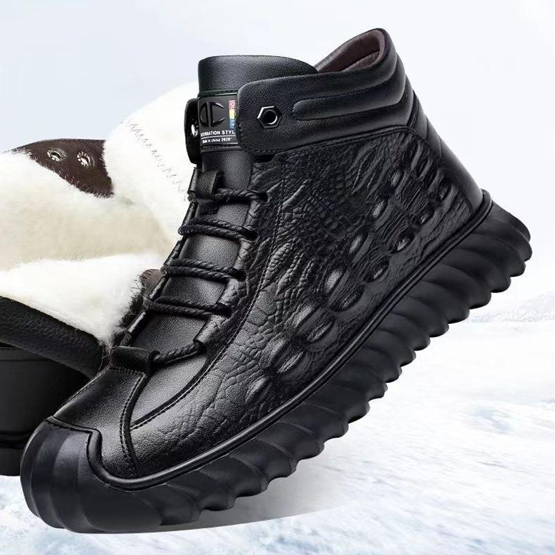 

Зимняя хлопковая обувь мужская модная универсальная бархатная теплая мужская повседневная обувь походные ботинки для походов ботинки Martin хлопковые ботинки 44 чёрный