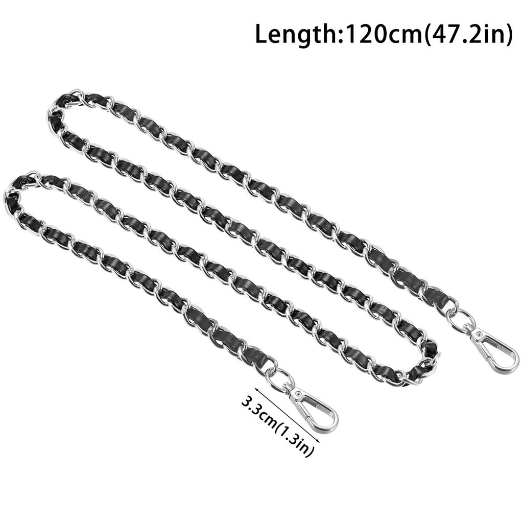 47in PU Leather Flat Chain Strap Handbag Chains Purse Straps Shoulder Cross Body Replacement Strap DIY Purse Making