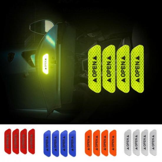 4pcs Car Open Door Warning Reflect Stickers Cover Open Letter 93*25cm Not Fade