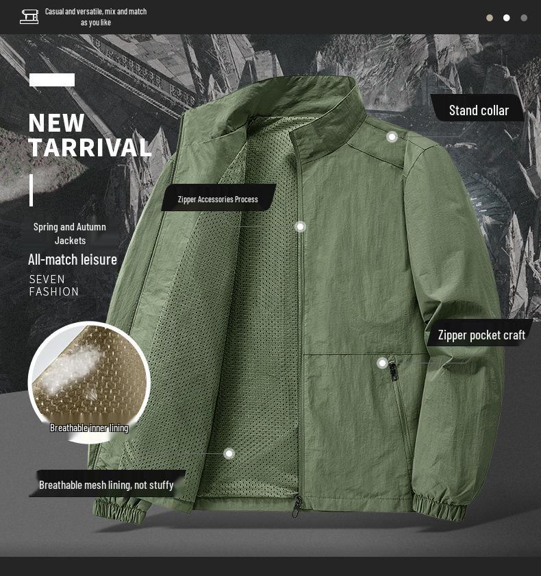 2026 Trendy Men's Lightweight Stand Collar Jacket - Spring/Autumn Casual Outerwear