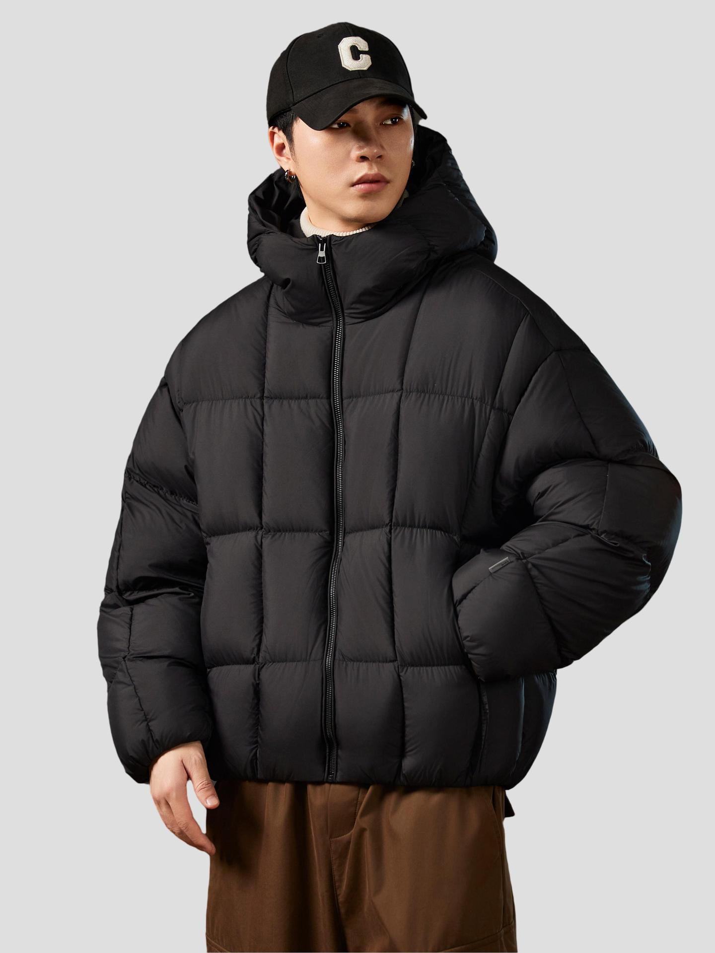 

Unisex High-End Hooded Down Jacket - Zodiac Year Winter Edition: Thick, Heavyweight, Loose-Fit Bread Coat 2XL Чистий/чорний