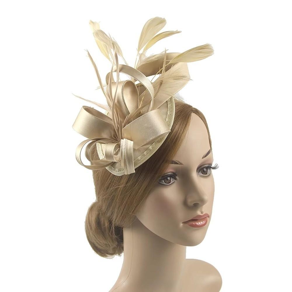 Lightweight Bow Feather Fascinator Headband Satin Tea Party Hair Hoop Heart Hairband Cosplay